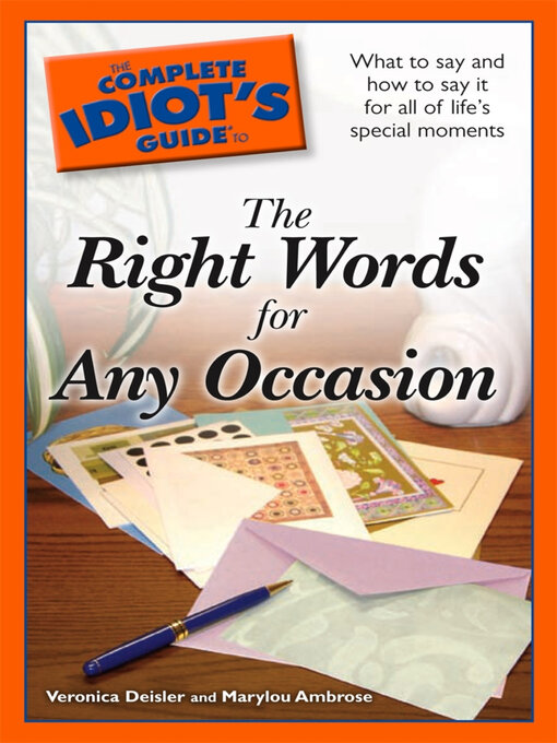 Cover image for The Complete Idiot's Guide to the Right Words for Any Occasion